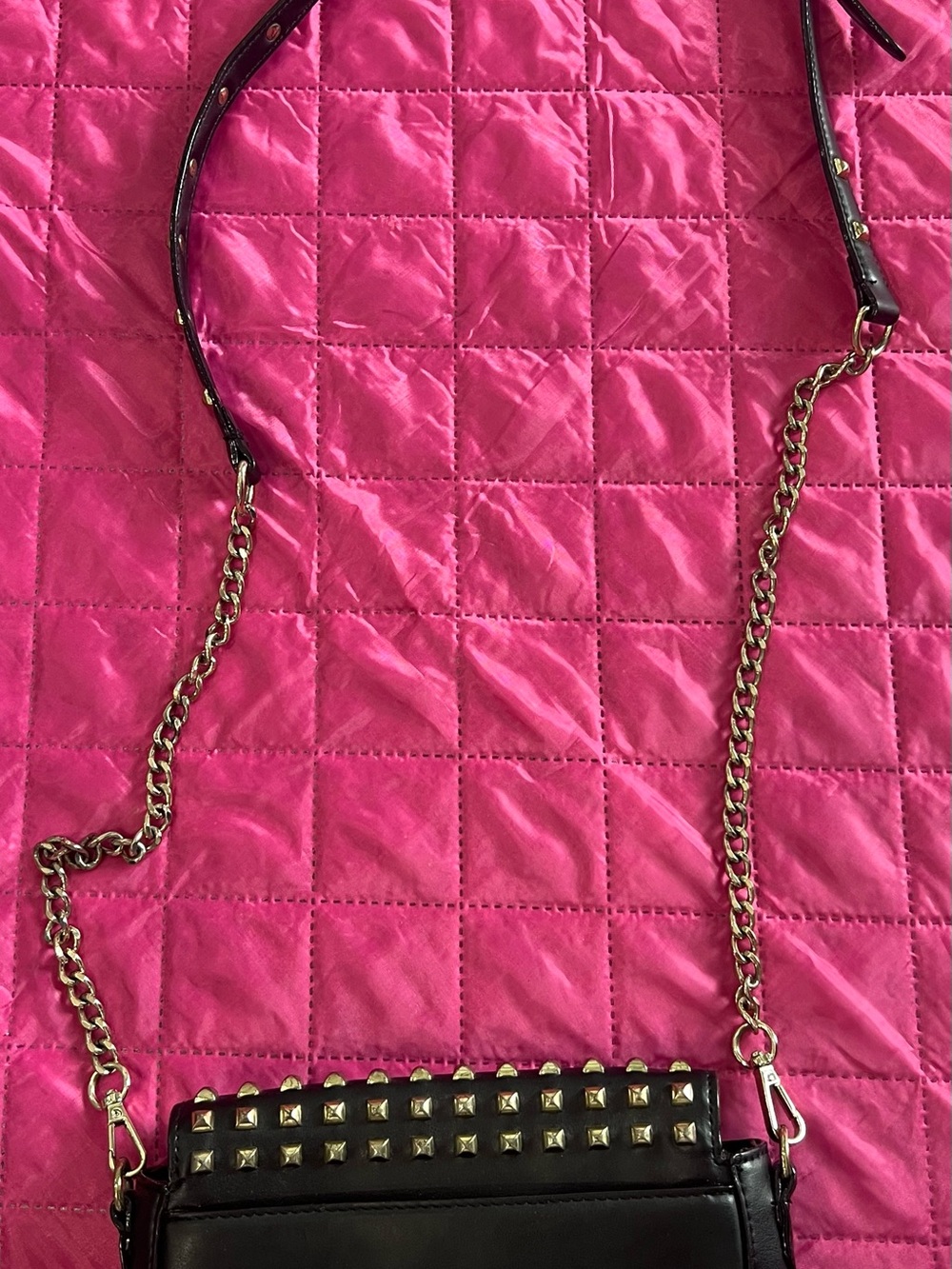 Victoria's Secret Black Crossbody Bag with Gold Studs